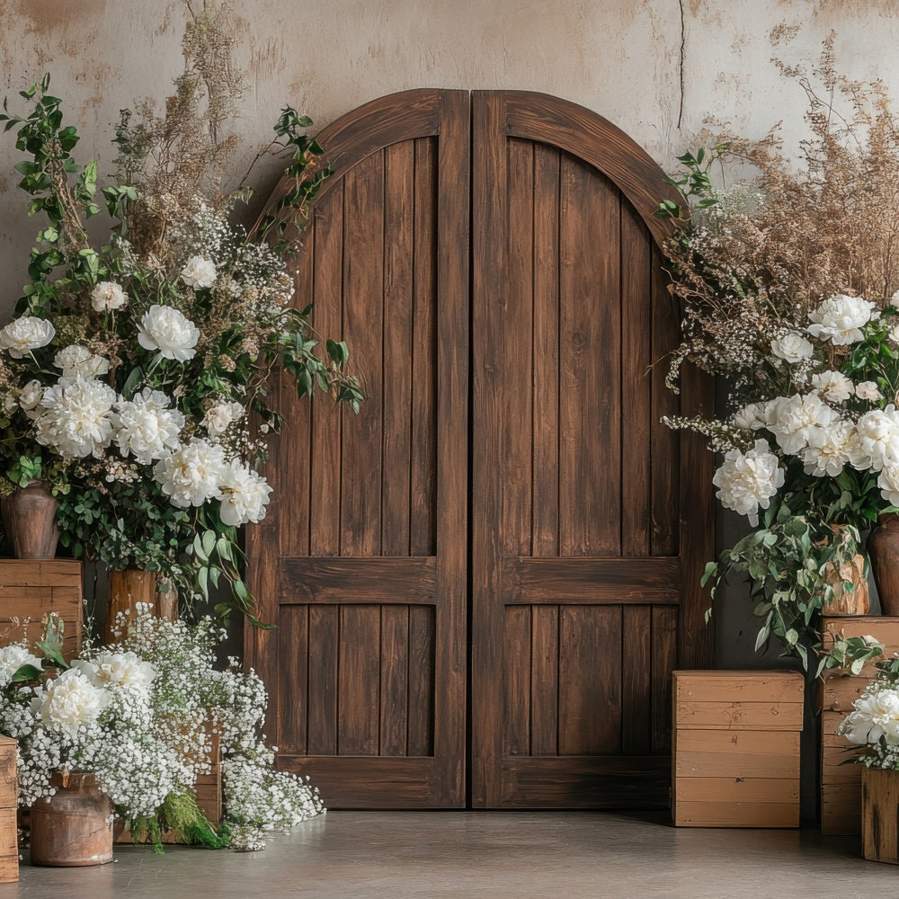 Spring Backdrop Photography Chic Boho White Flower Door Backdrop UK TWW2-11