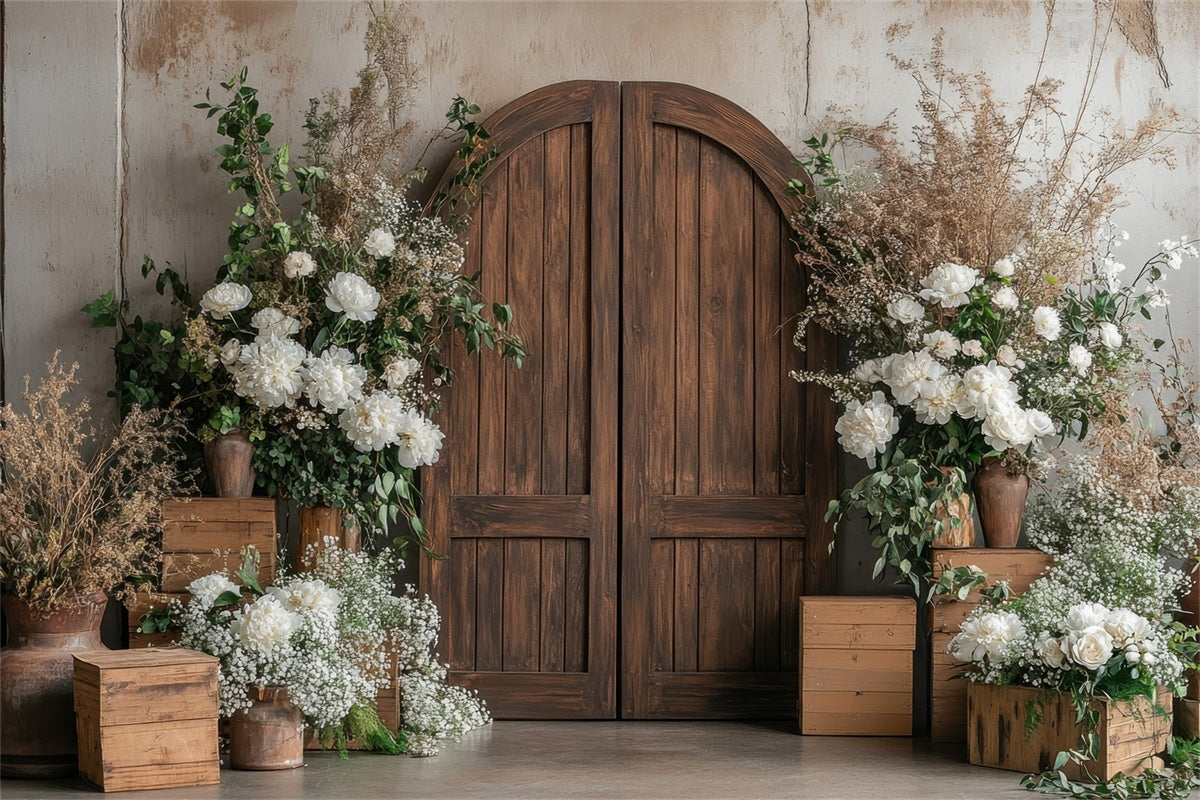 Spring Backdrop Photography Chic Boho White Flower Door Backdrop UK TWW2-11