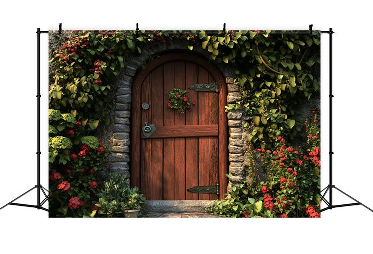 Spring Photography Backdrops Vintage Ivy Covered Door Backdrop UK TWW2-12