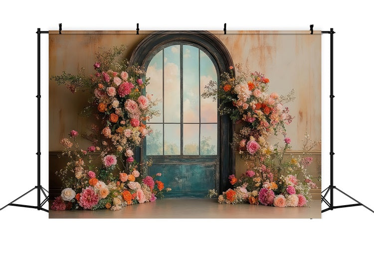 Spring Photo Backdrops Elegant Vintage Floral Arch Backdrop UK TWW2-13