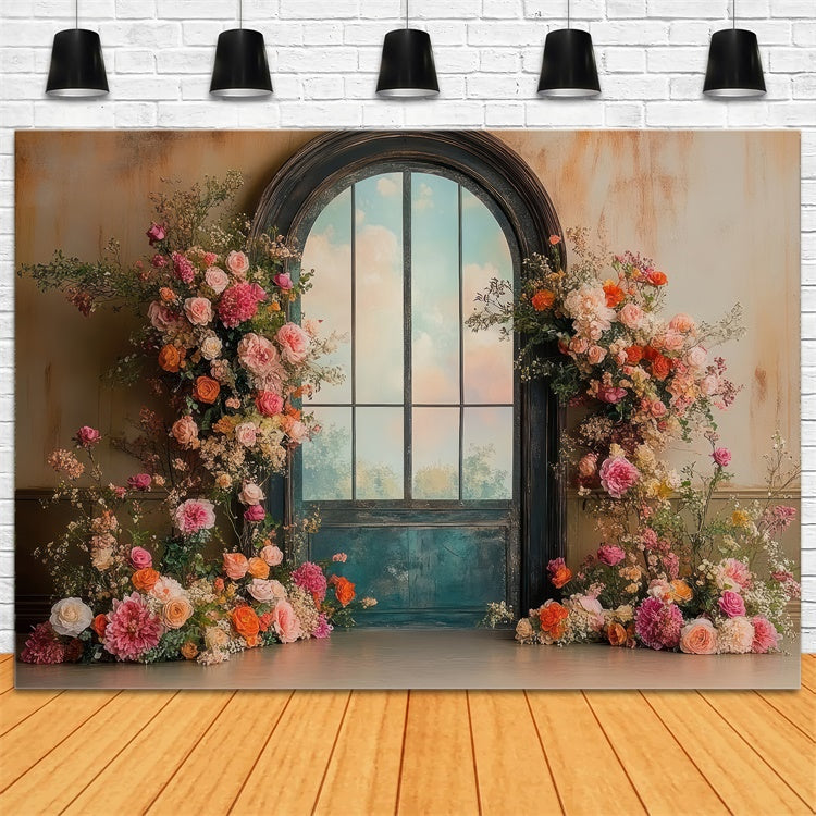 Spring Photo Backdrops Elegant Vintage Floral Arch Backdrop UK TWW2-13