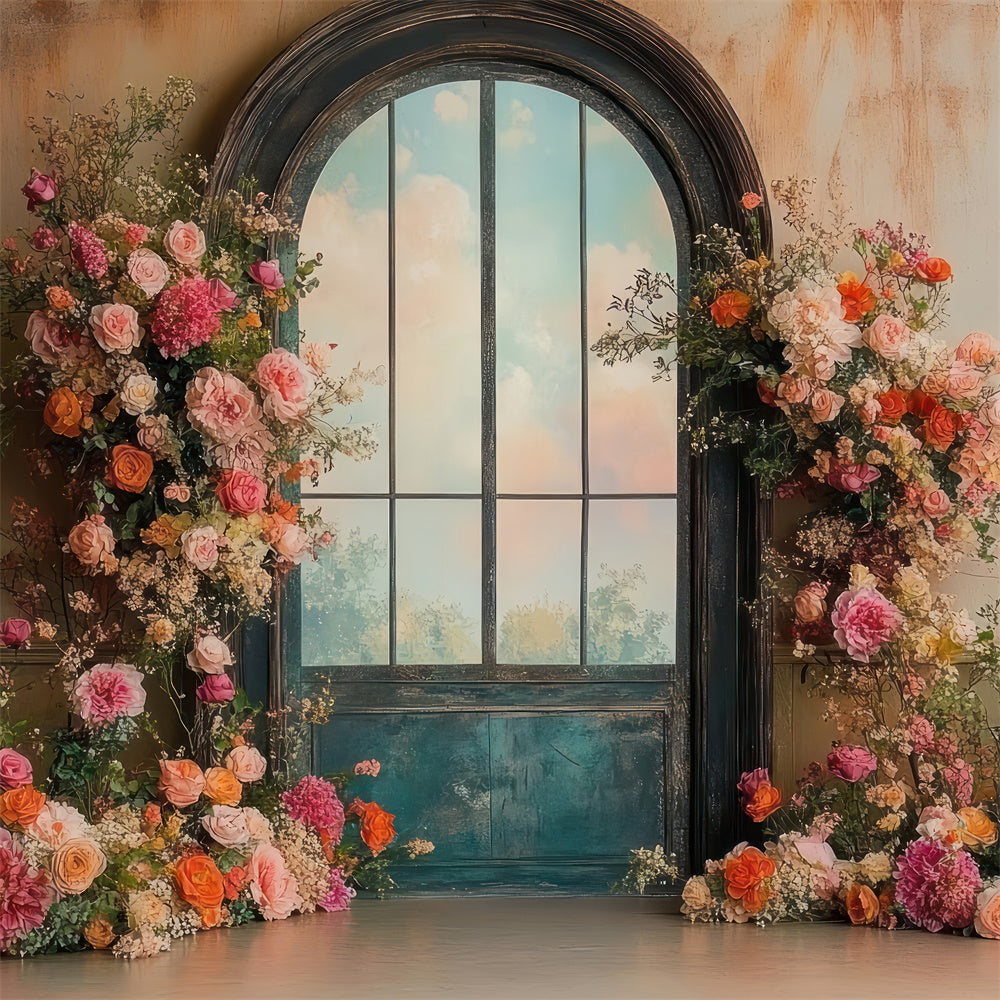 Spring Photo Backdrops Elegant Vintage Floral Arch Backdrop UK TWW2-13