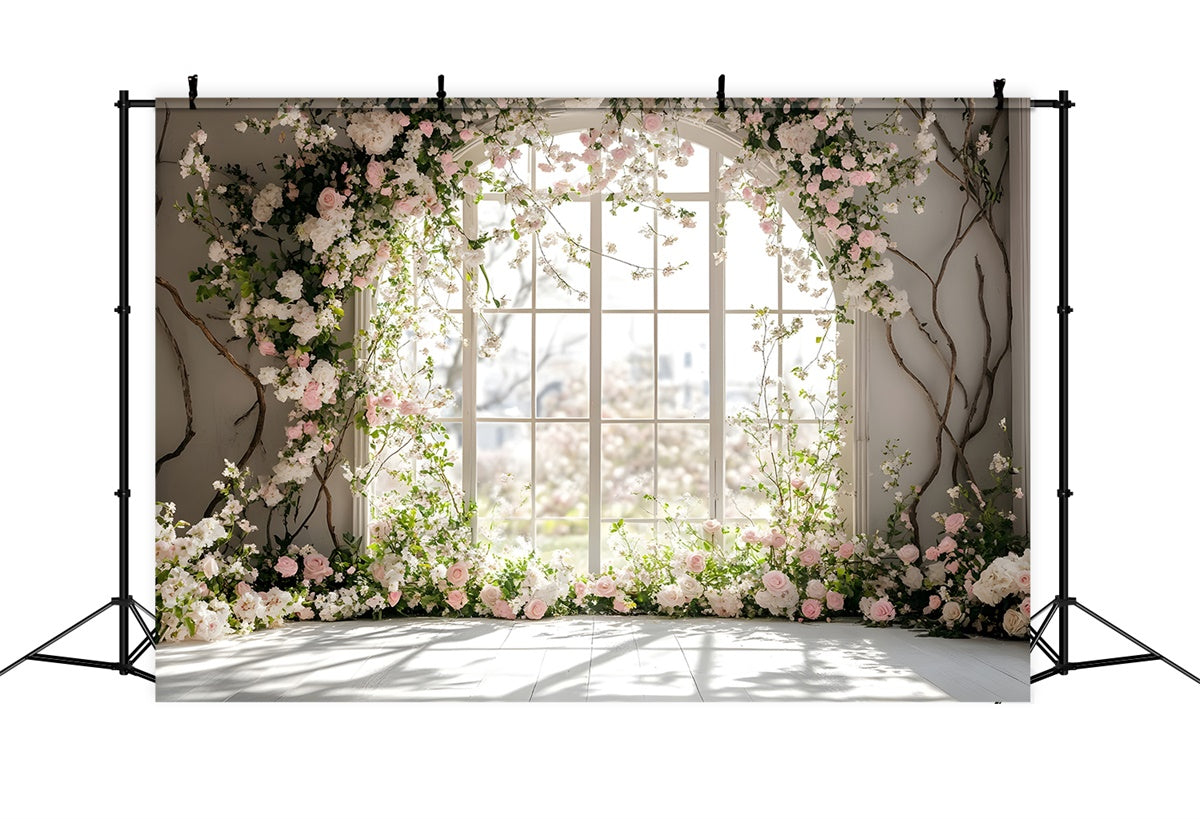 Spring Photo Backdrop Romantic Window Rose Archway Backdrop UK TWW2-15