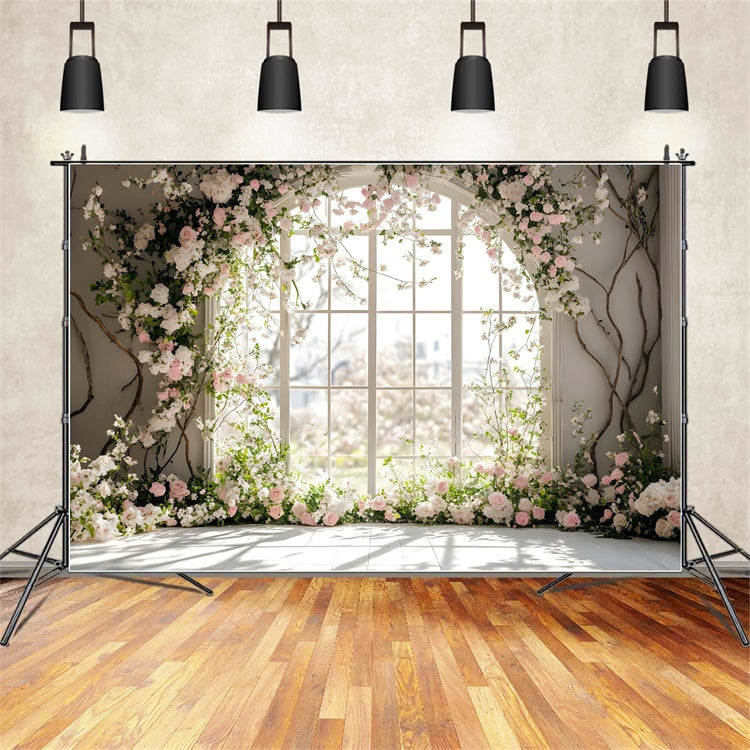 Spring Photo Backdrop Romantic Window Rose Archway Backdrop UK TWW2-15