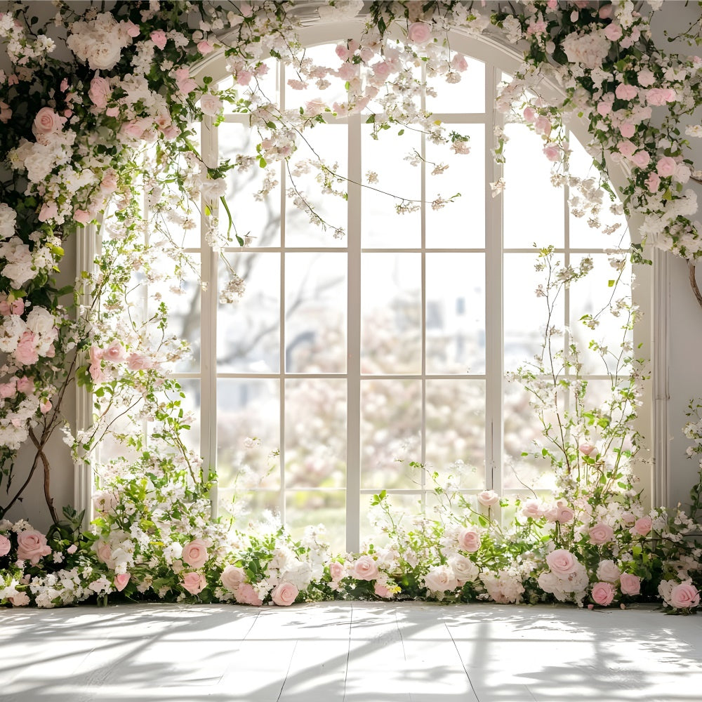 Spring Photo Backdrop Romantic Window Rose Archway Backdrop UK TWW2-15