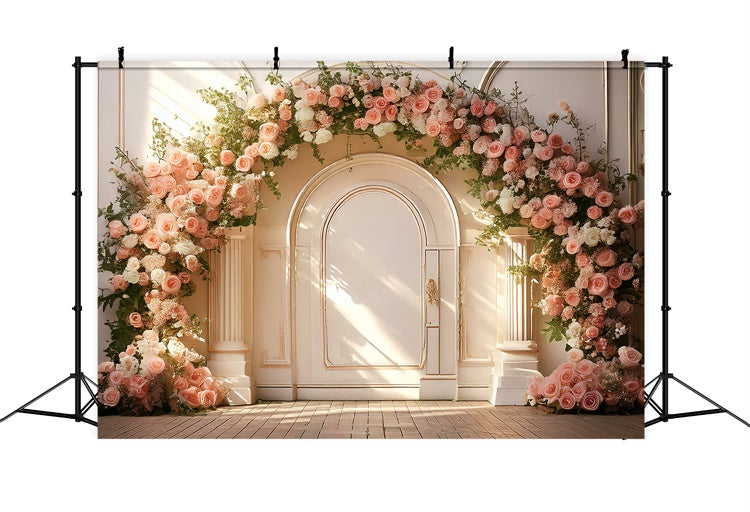 Backdrop Spring Elegant Rose Arch Soft Sunbeam Backdrop UK TWW2-17