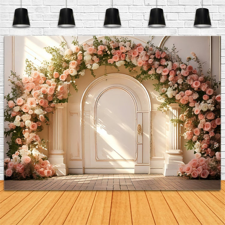 Backdrop Spring Elegant Rose Arch Soft Sunbeam Backdrop UK TWW2-17