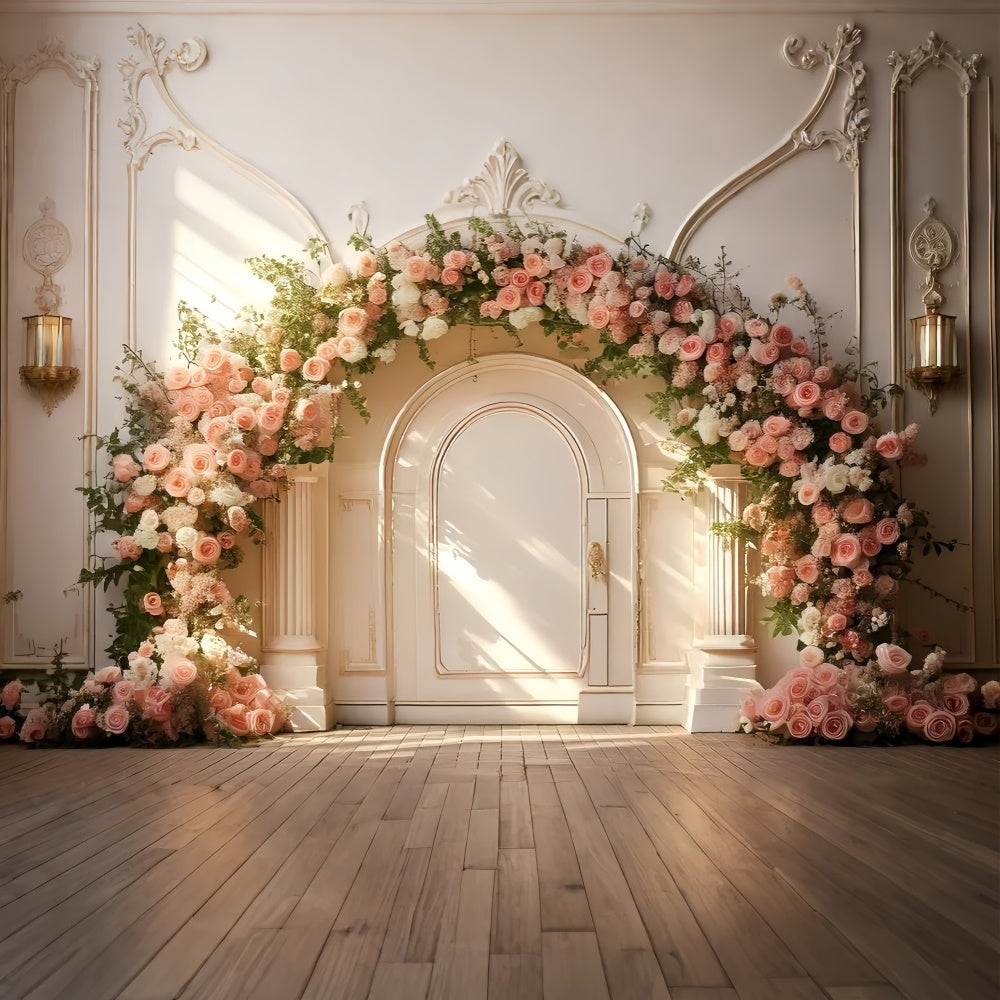 Backdrop Spring Elegant Rose Arch Soft Sunbeam Backdrop UK TWW2-17