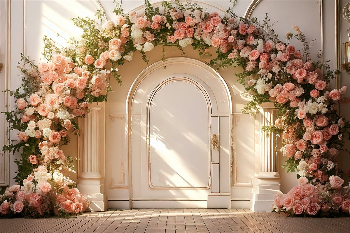 Backdrop Spring Elegant Rose Arch Soft Sunbeam Backdrop UK TWW2-17