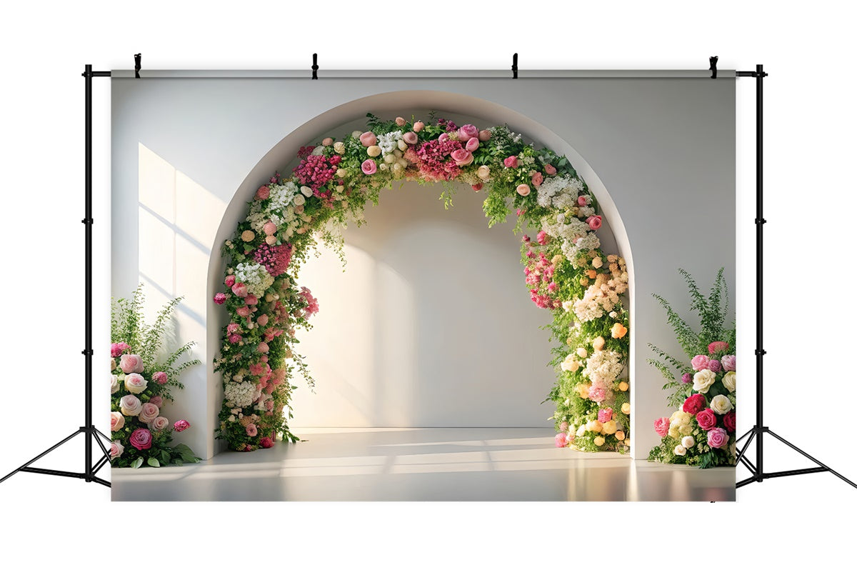 Spring Photo Backdrops Romantic Pink Floral Arch Backdrop UK TWW2-21