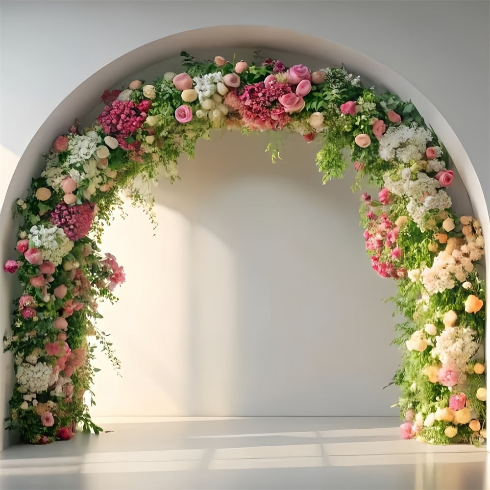 Spring Photo Backdrops Romantic Pink Floral Arch Backdrop UK TWW2-21