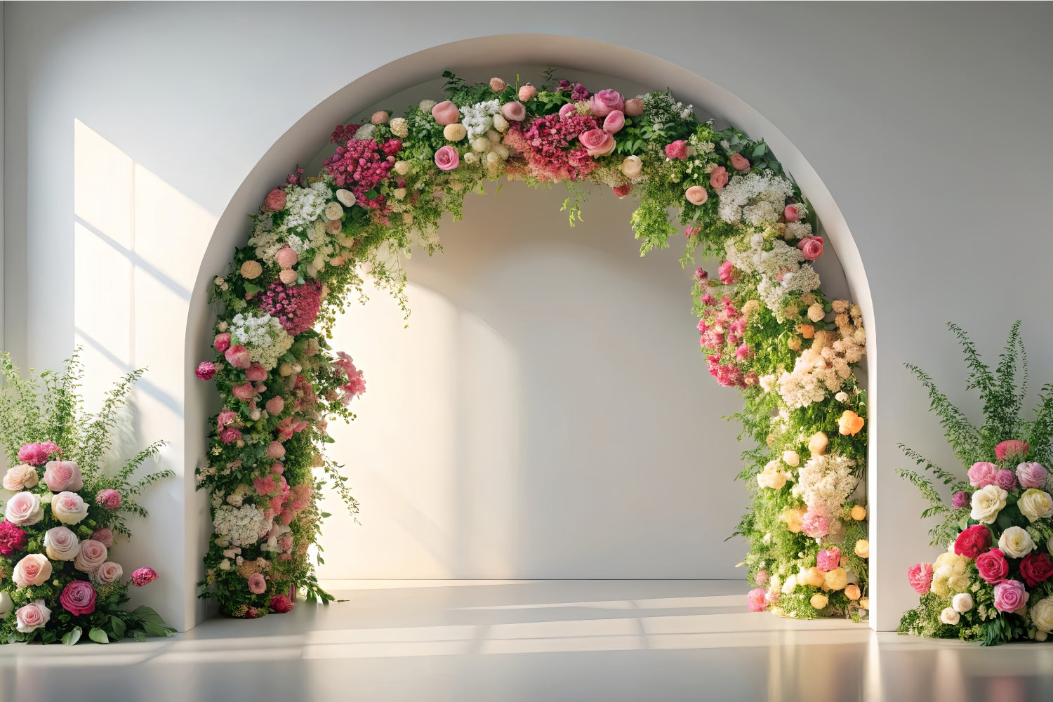 Spring Photo Backdrops Romantic Pink Floral Arch Backdrop UK TWW2-21