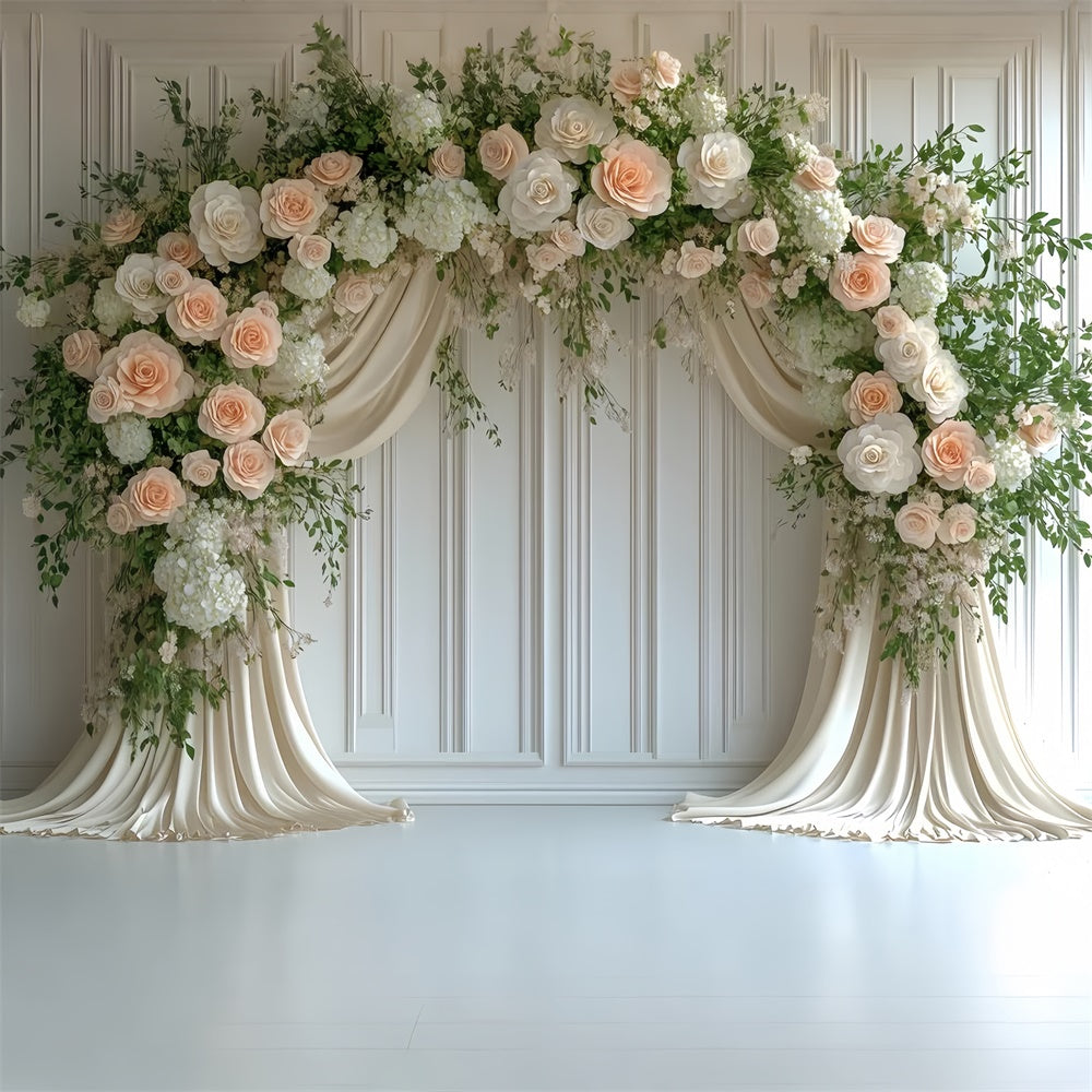 Photography Backdrops Spring Romantic Cream Pink Floral Backdrop UK TWW2-23