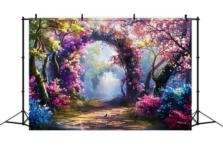 Spring Floral Backdrop Dreamy Flower Tunnel Pathway Backdrop UK TWW2-24