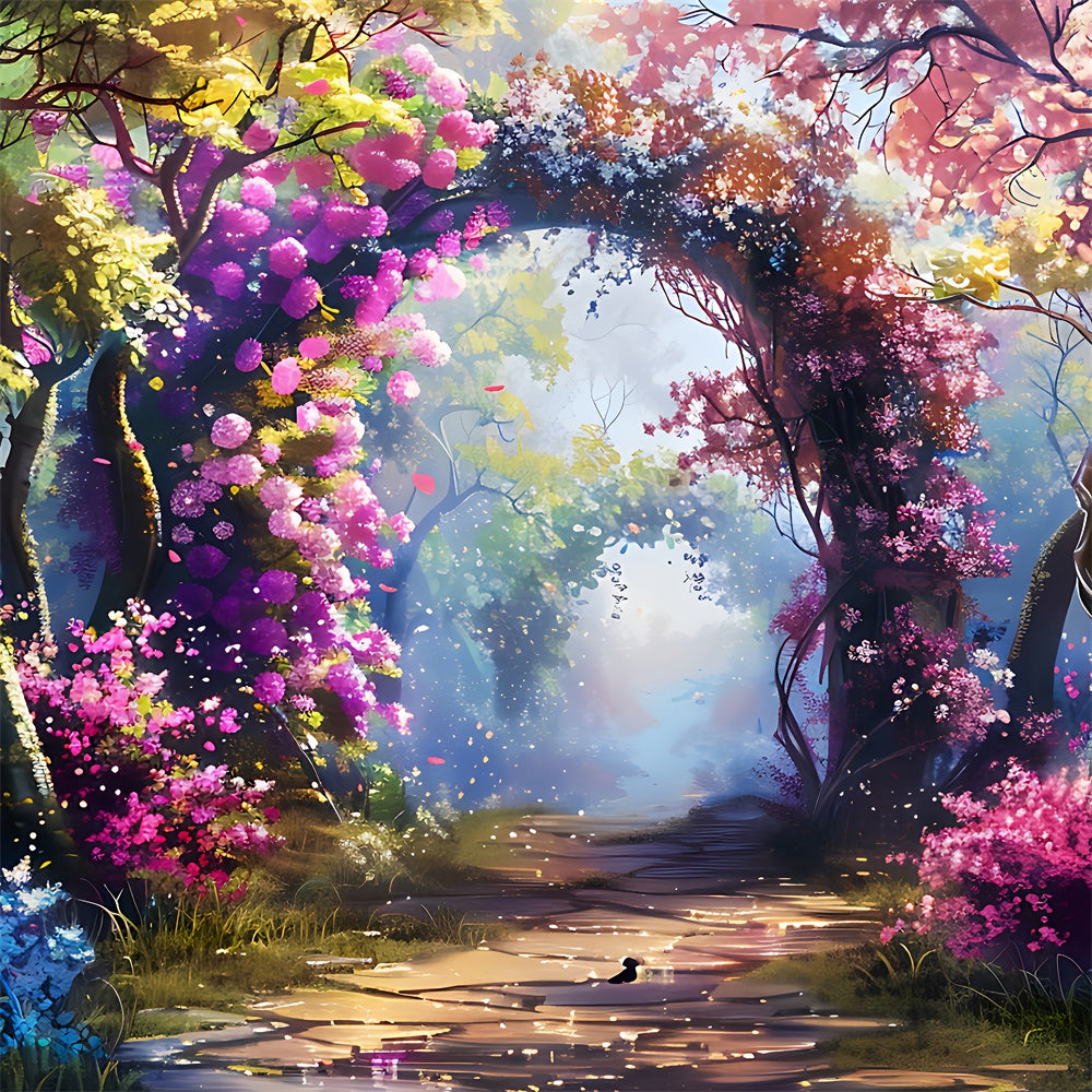 Spring Floral Backdrop Dreamy Flower Tunnel Pathway Backdrop UK TWW2-24