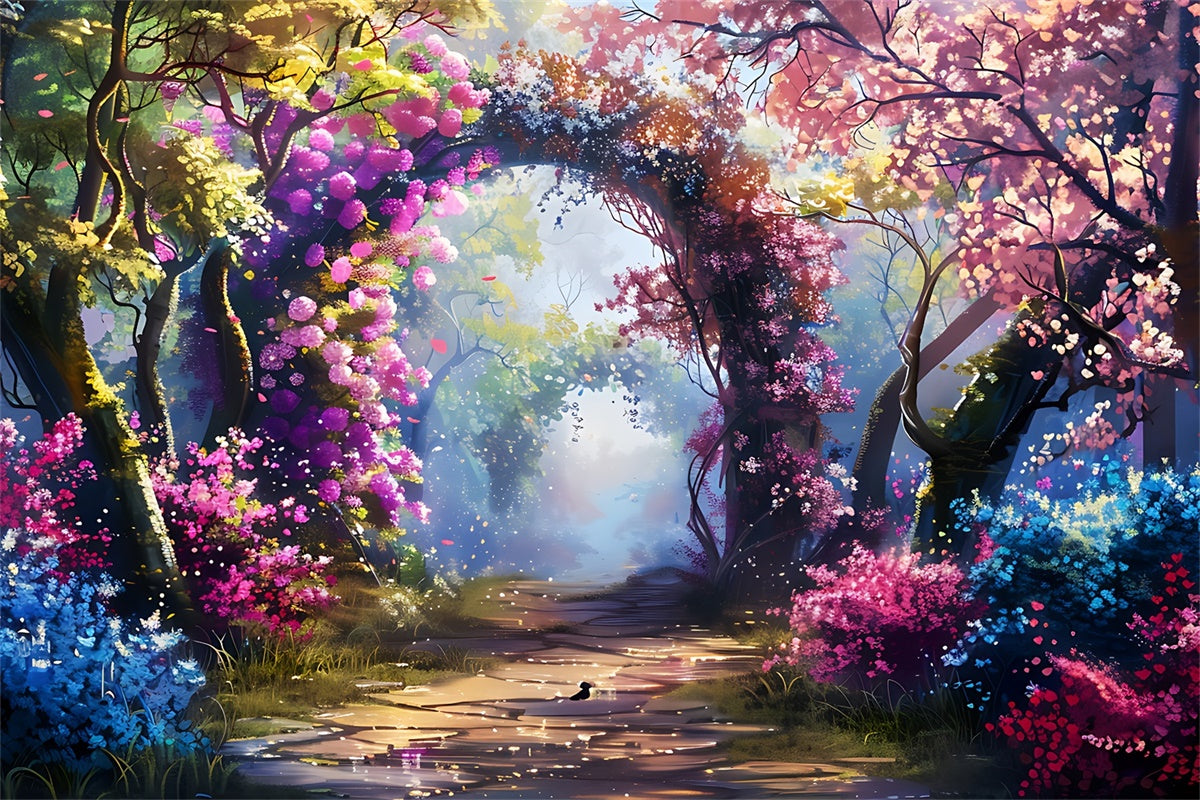 Spring Floral Backdrop Dreamy Flower Tunnel Pathway Backdrop UK TWW2-24