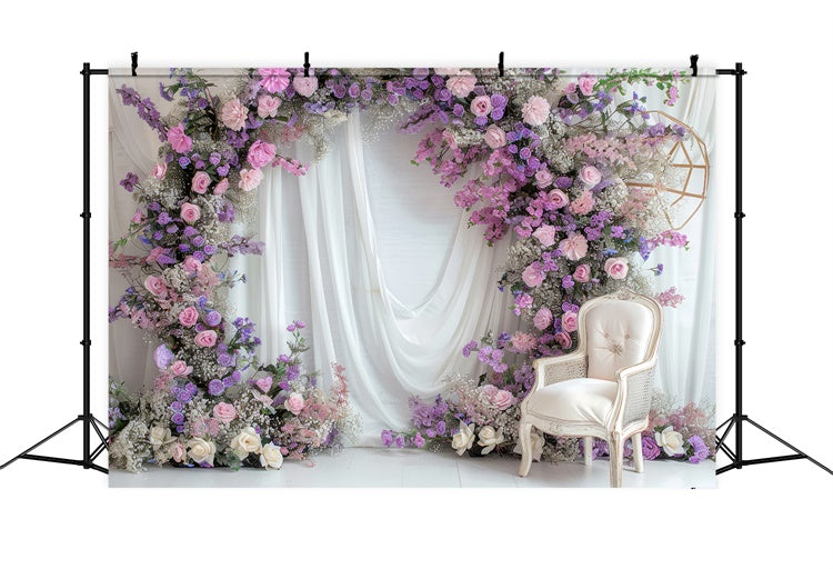 Backdrop Spring Romantic Lavender Wedding Arch Backdrop UK TWW2-25