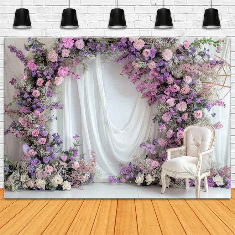 Backdrop Spring Romantic Lavender Wedding Arch Backdrop UK TWW2-25