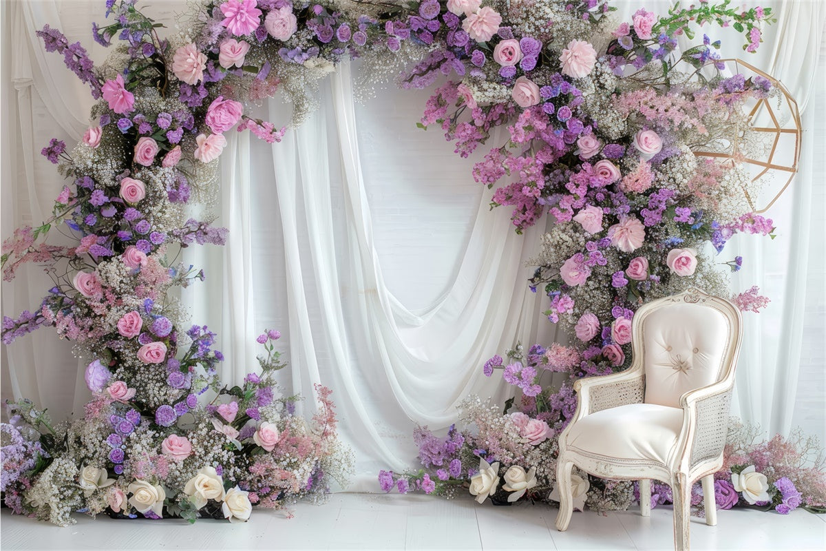 Backdrop Spring Romantic Lavender Wedding Arch Backdrop UK TWW2-25