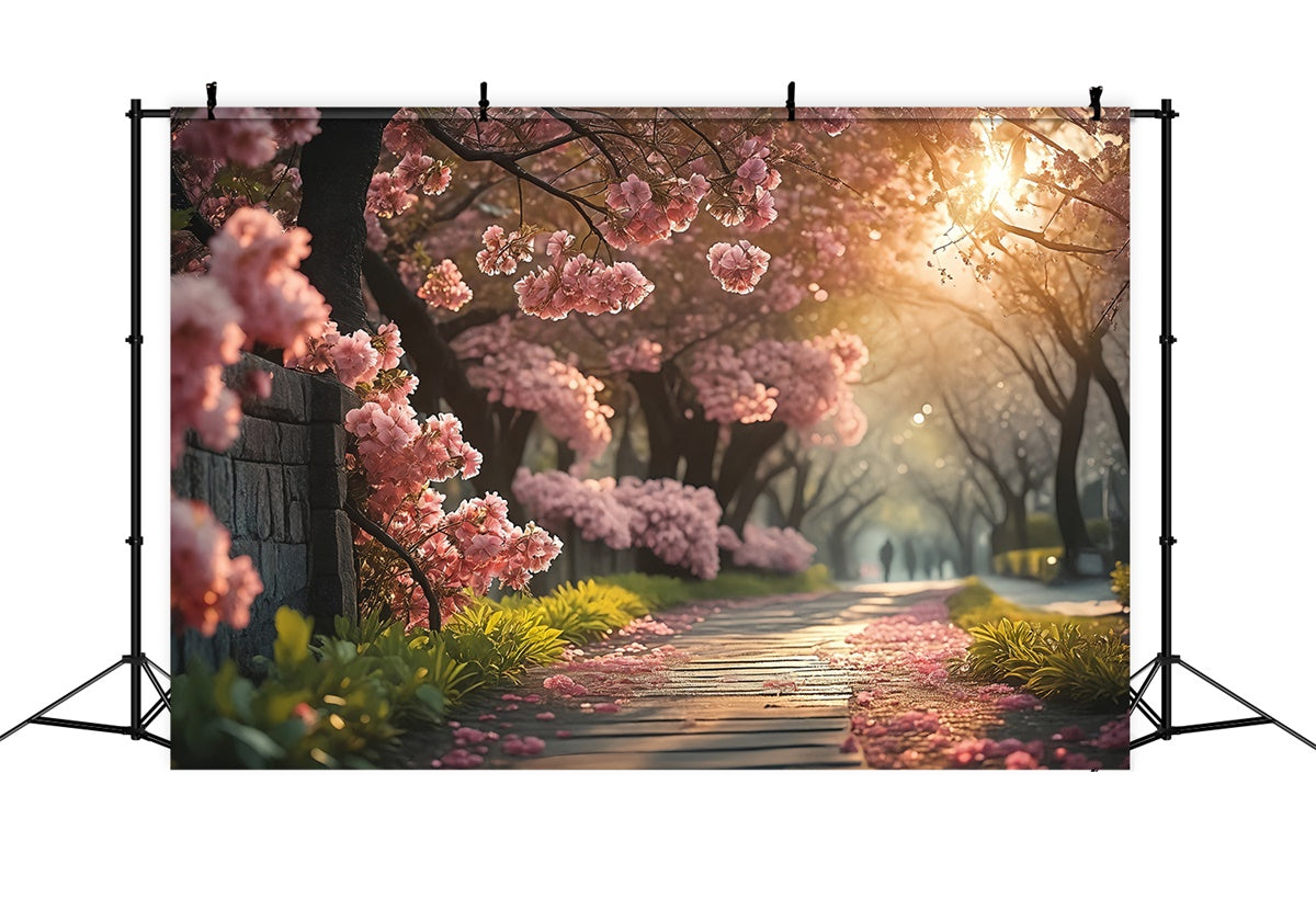 Spring Photo Backdrop Serene Cherry Blossom Pathway Backdrop UK TWW2-29