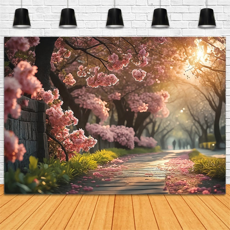 Spring Photo Backdrop Serene Cherry Blossom Pathway Backdrop UK TWW2-29