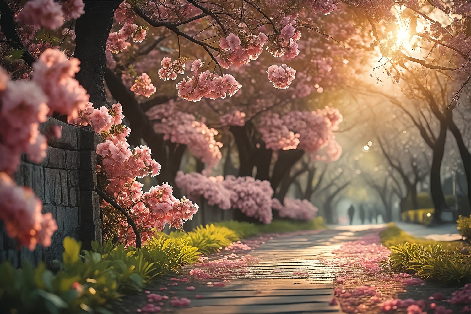 Spring Photo Backdrop Serene Cherry Blossom Pathway Backdrop UK TWW2-29