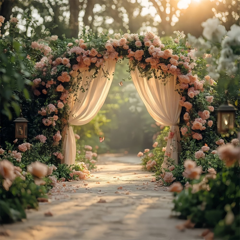 Spring Floral Backdrop Romantic Garden Path Rose Backdrop UK TWW2-30