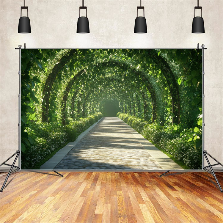 Spring Picture Backdrop Tranquil Leafy Arch Path Backdrop UK TWW2-31