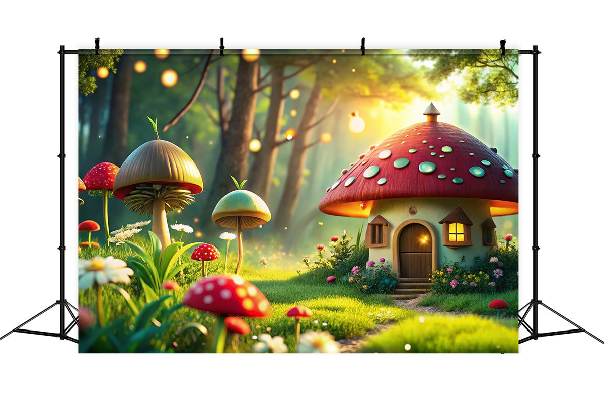 Spring Backdrop Ideas Fairy Tale Mushroom Cottage Backdrop UK TWW2-33