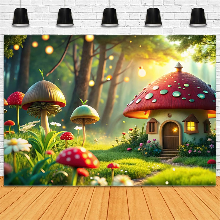 Spring Backdrop Ideas Fairy Tale Mushroom Cottage Backdrop UK TWW2-33