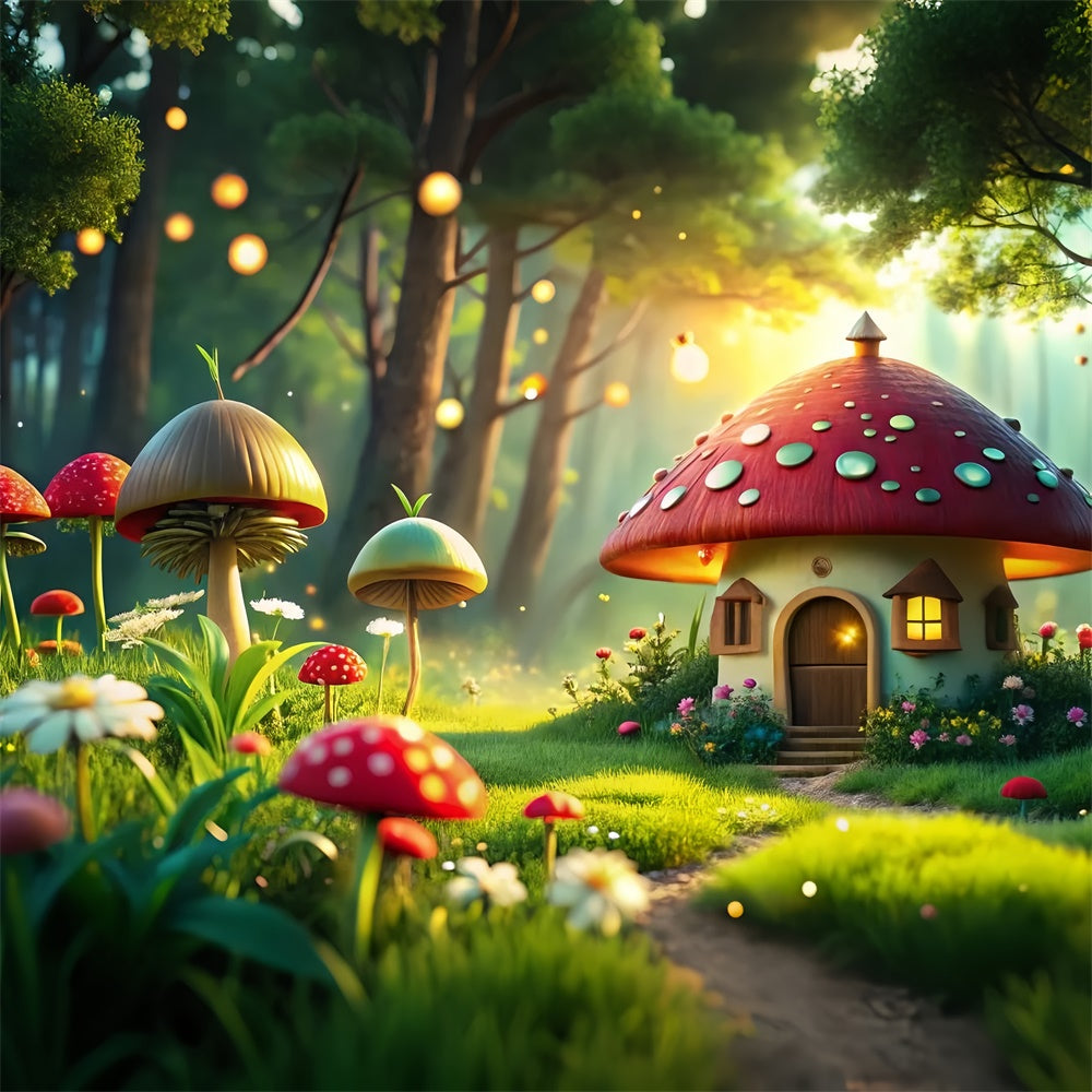 Spring Backdrop Ideas Fairy Tale Mushroom Cottage Backdrop UK TWW2-33