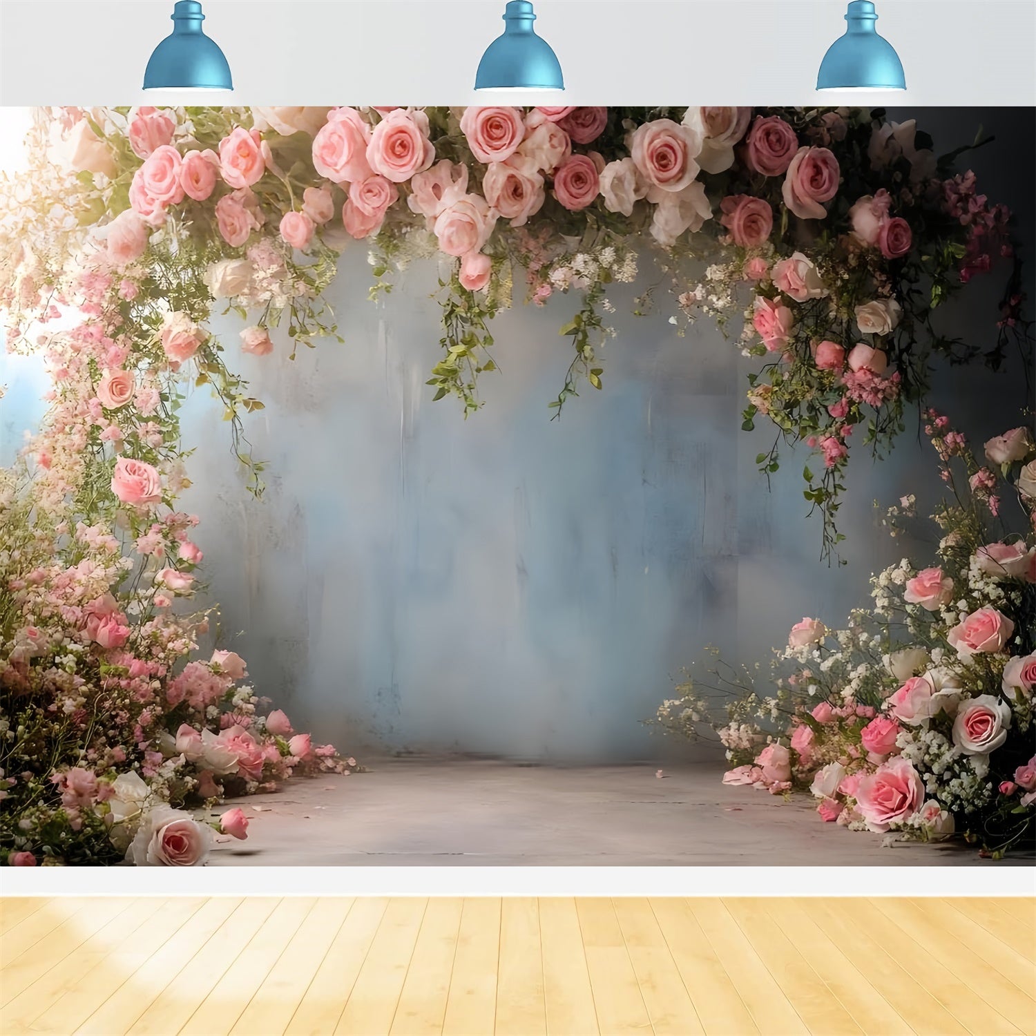 Spring Floral Backdrop Elegant Pink Rose Arch Backdrop UK TWW2-36