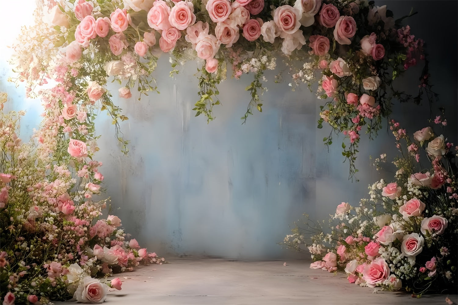 Spring Floral Backdrop Elegant Pink Rose Arch Backdrop UK TWW2-36