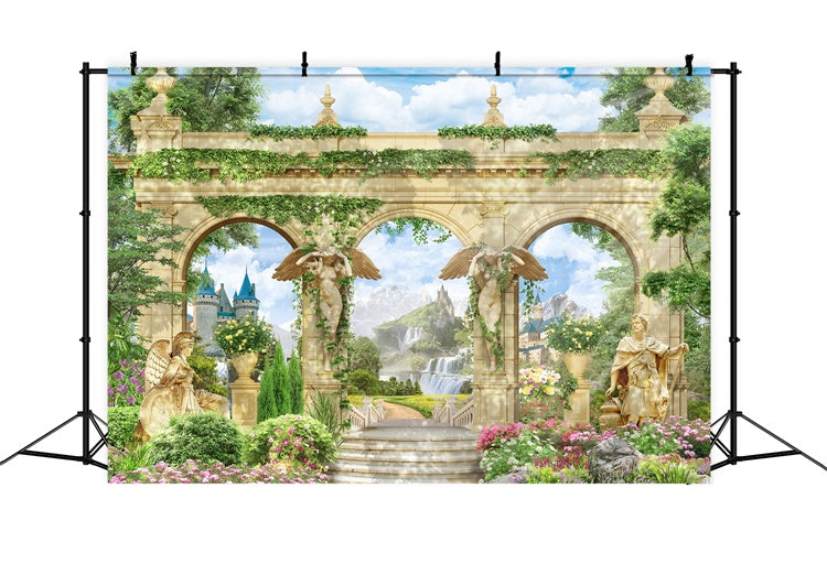 Spring Backdrop Majestic Stone Archway Garden Backdrop UK TWW2-39