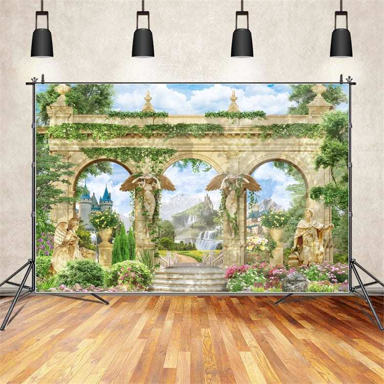 Spring Backdrop Majestic Stone Archway Garden Backdrop UK TWW2-39