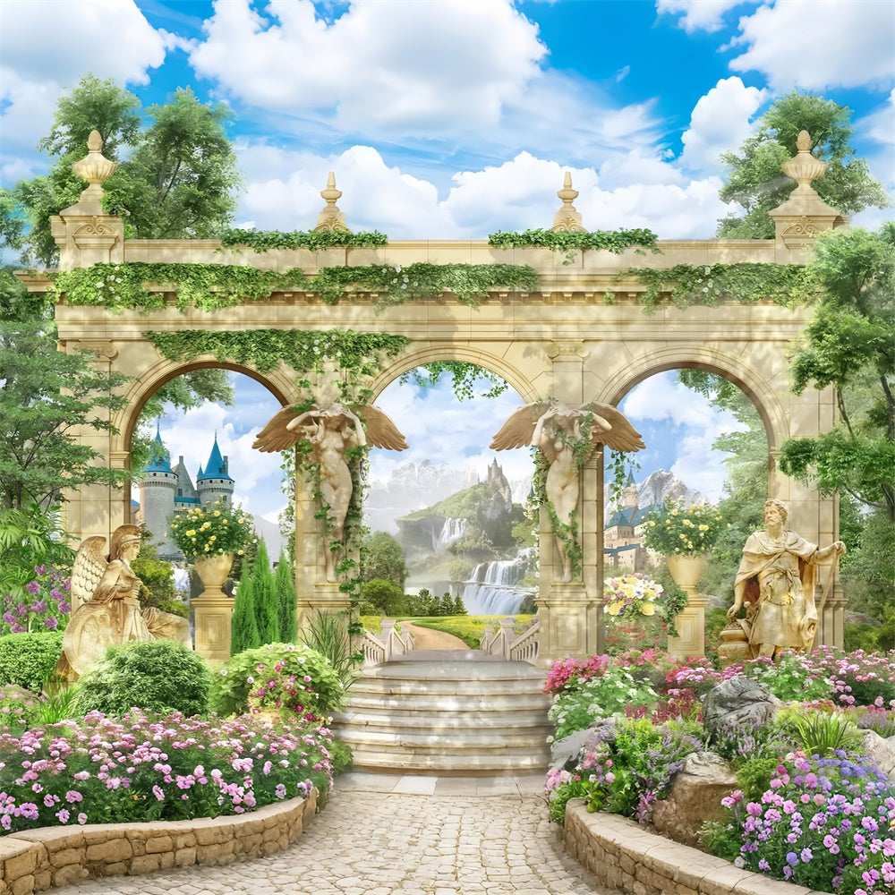 Spring Backdrop Majestic Stone Archway Garden Backdrop UK TWW2-39