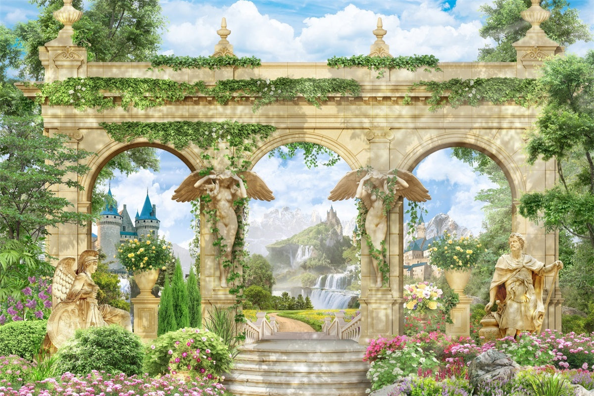 Spring Backdrop Majestic Stone Archway Garden Backdrop UK TWW2-39