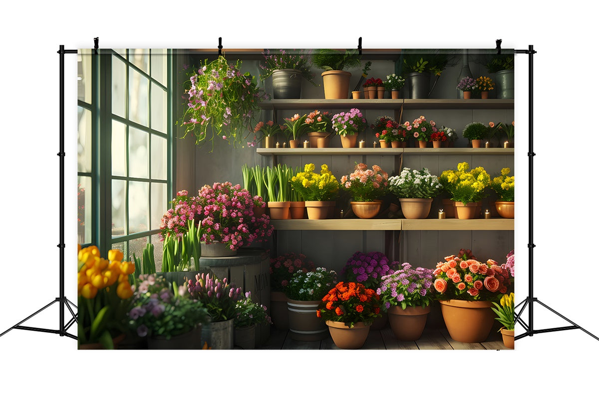 Spring Backdrop Ideas Indoor Garden Potted Plants Backdrop UK TWW2-6