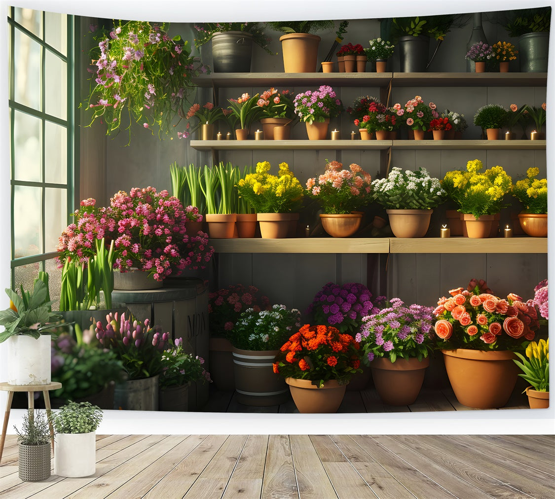 Spring Backdrop Ideas Indoor Garden Potted Plants Backdrop UK TWW2-6