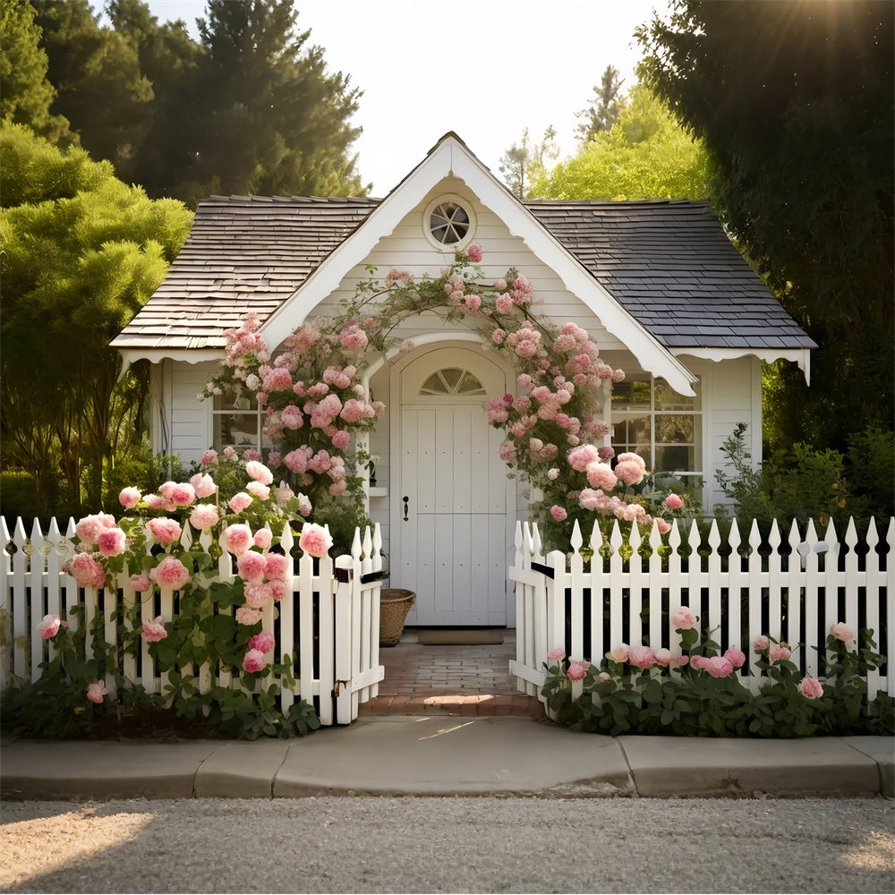 Spring Photography Backdrops White Cottage Rose Gate Backdrop UK TWW2-7