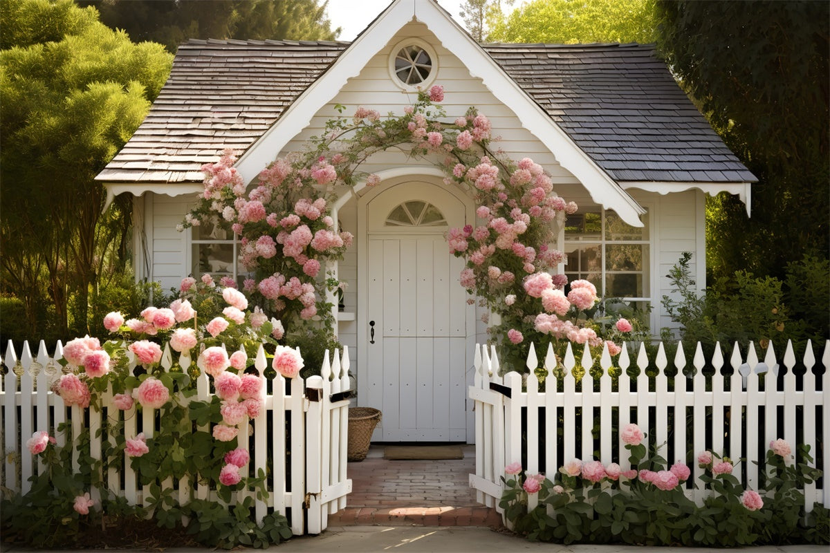 Spring Photography Backdrops White Cottage Rose Gate Backdrop UK TWW2-7