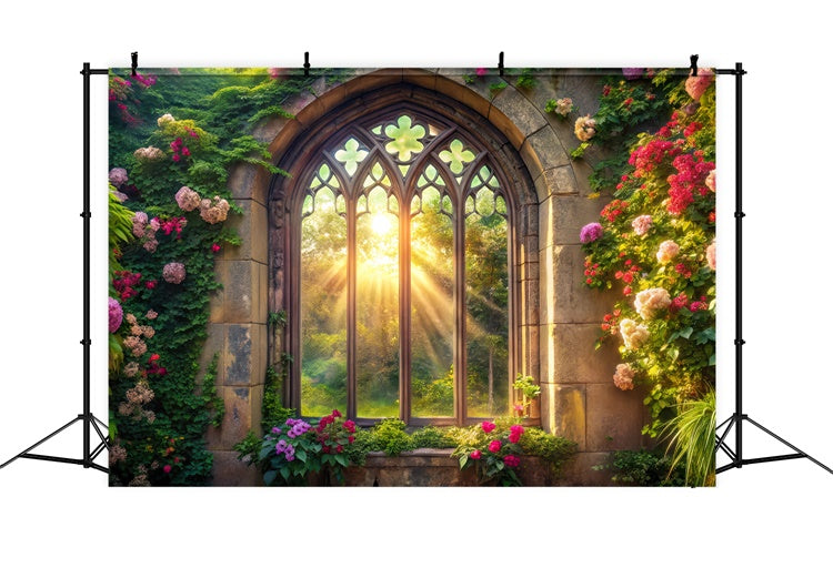 Spring Photo Backdrop Enchanted Ivy Covered Window Backdrop UK TWW2-8