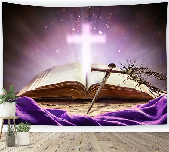 Easter Backdrops For Photos Sacred Cross Bible Backdrop UK TWW3-6