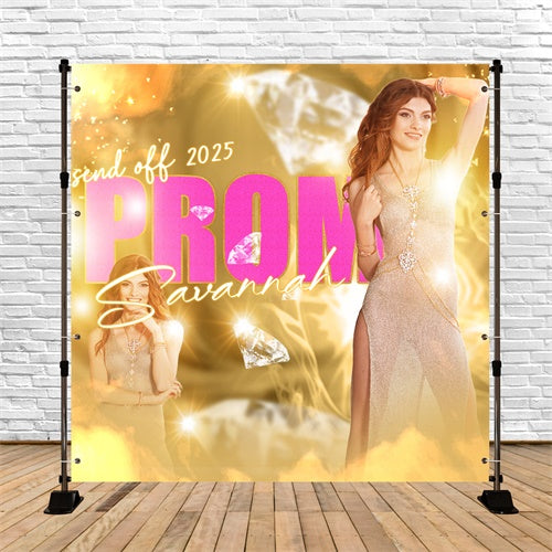 Prom Backdrop Ideas Diamond Golden Glow Custom Party Graduation Backdrop UK TWW5-41