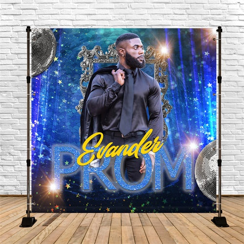 Prom Backdrops Elegant Blue Sparkle Customized Party Graduation Backdrop UK TWW5-44