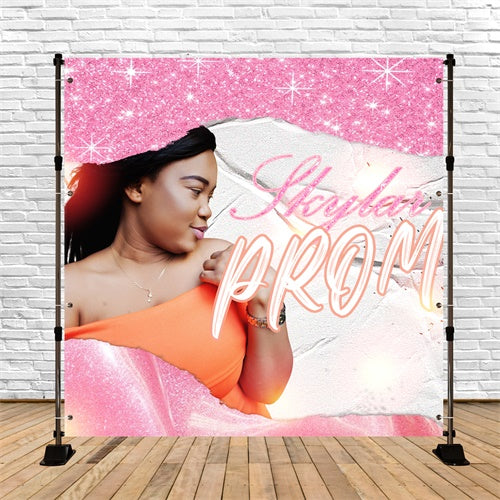 Prom 2025 Backdrop Pink Sparkle Customized Party Graduation Backdrop UK TWW5-46