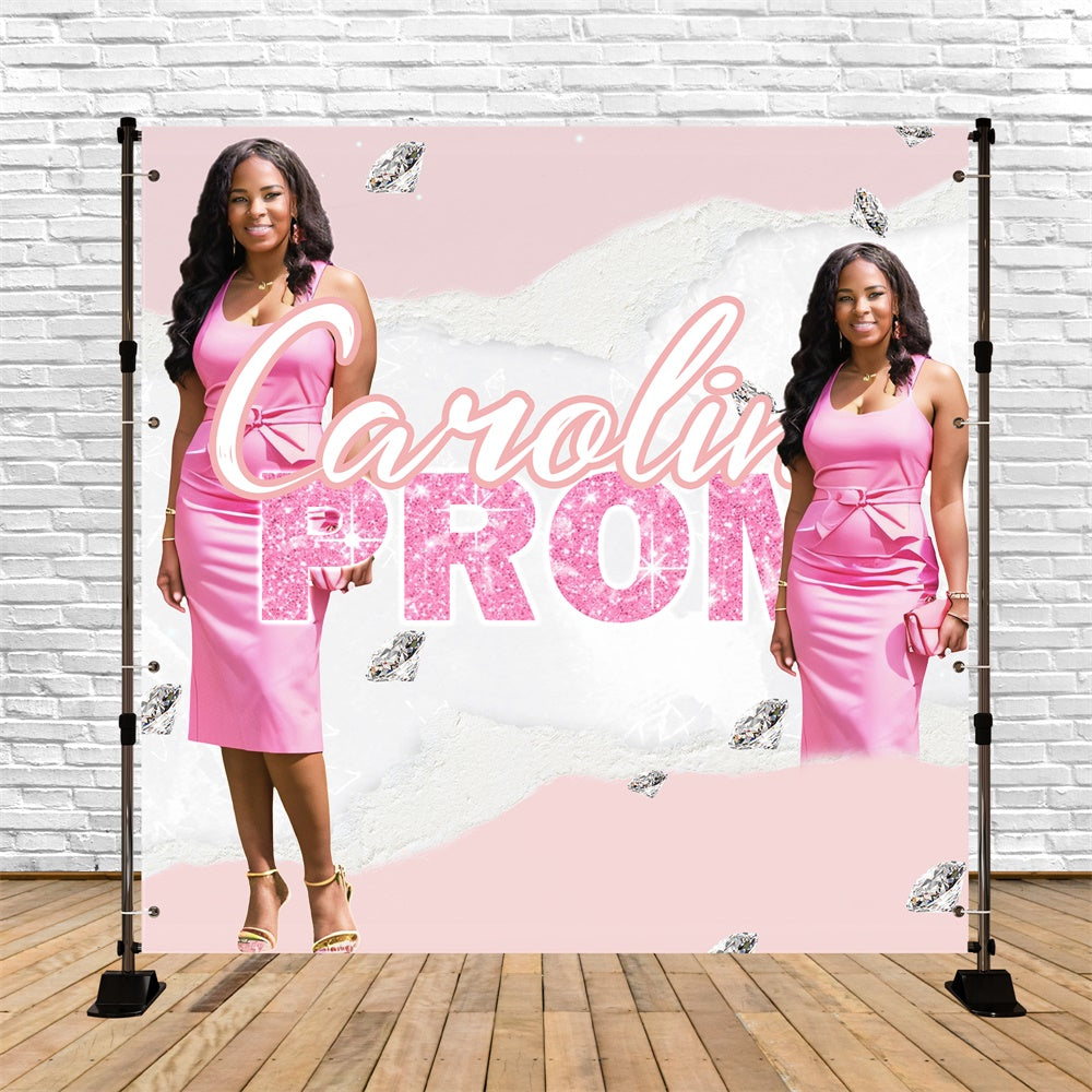 Prom Backdrops Pink Elegance Personalized Party Graduation Backdrop UK TWW5-47