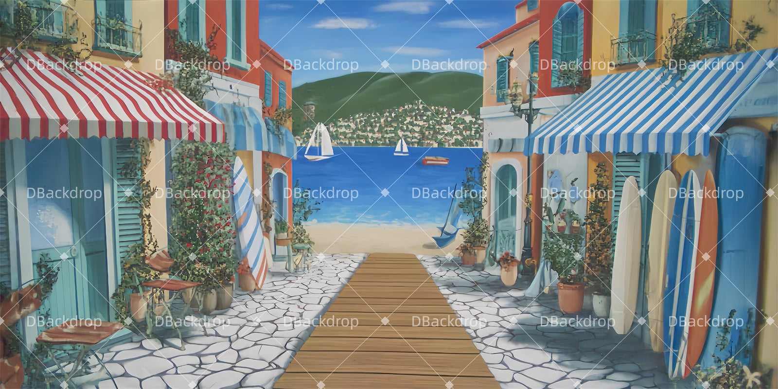 Theater Stage Backdrop Beach and Pier Dance Recital Backdrops UK TWW510-T29