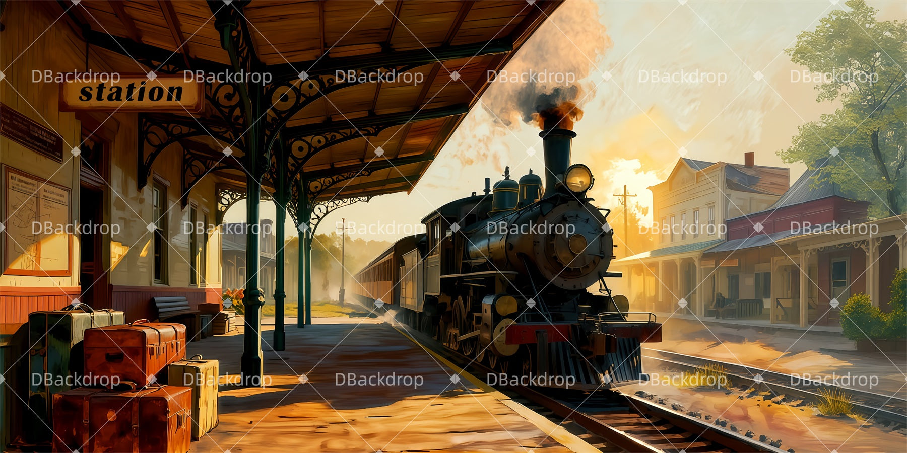 Movie Theater Backdrop Train Station Large Stage Backdrops UK TWW511-T12