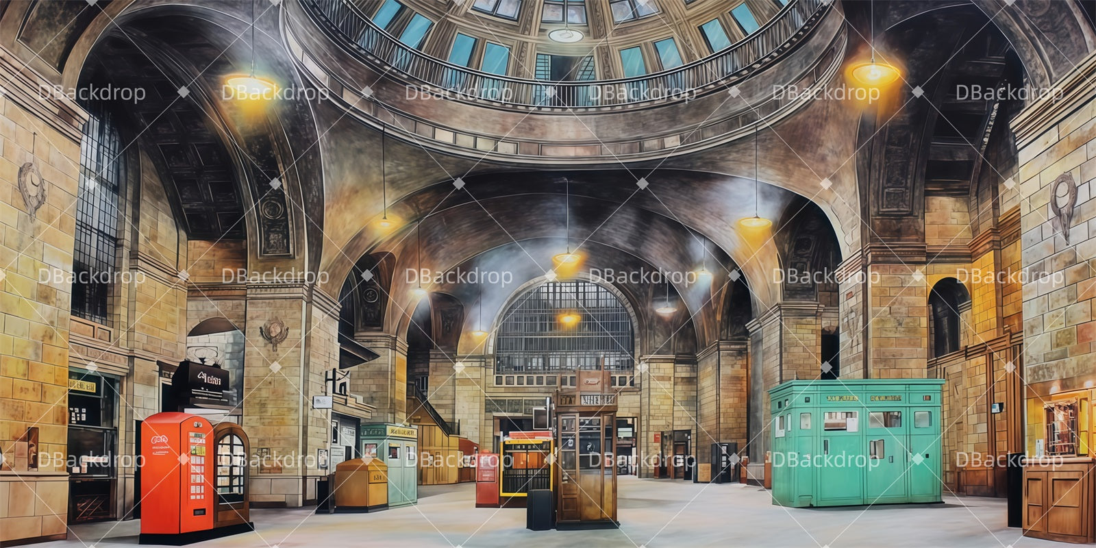Theater Backdrop Train Station Scene Large Stage Backdrops UK TWW511-T1
